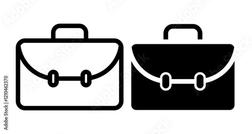 Briefcase icons set in black filled and stroke line style