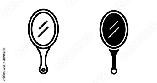 Mirror icons in black and blue set