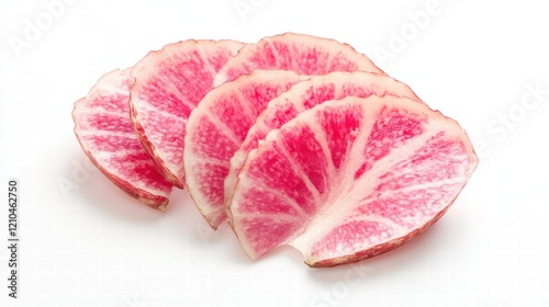 Taro, sliced taro root isolated on a white background.