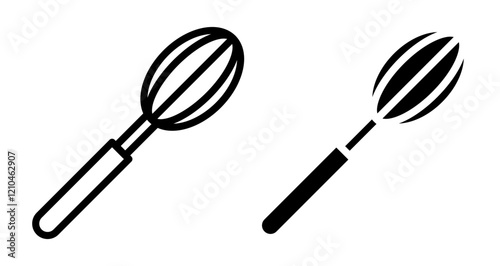 Egg beater Icons vectors. black solid and liner versions