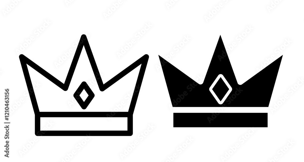 Crown icons in black and blue set Crown icons in black and blue set