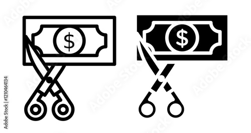 Salary deduction Icons vectors. black solid and liner versions