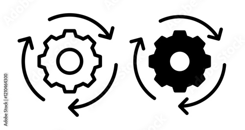 Implementation Icons vectors. black solid and liner versions