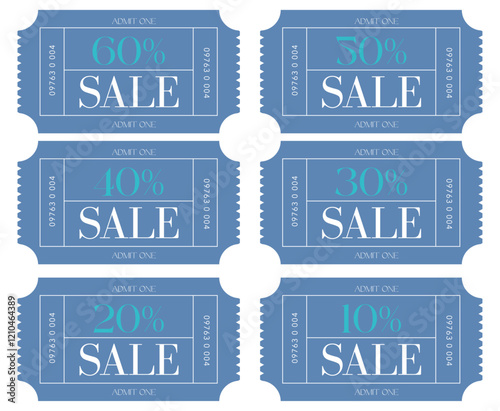 Set Ticket design, Sale Ticket design template., Admit one ticket, illustration of a ticket, Coupon template