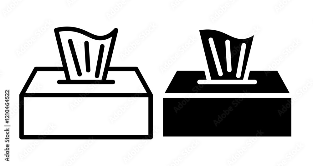 Tissue box Icons vectors. black solid and liner versions Tissue box Icons vectors. black solid and liner versions