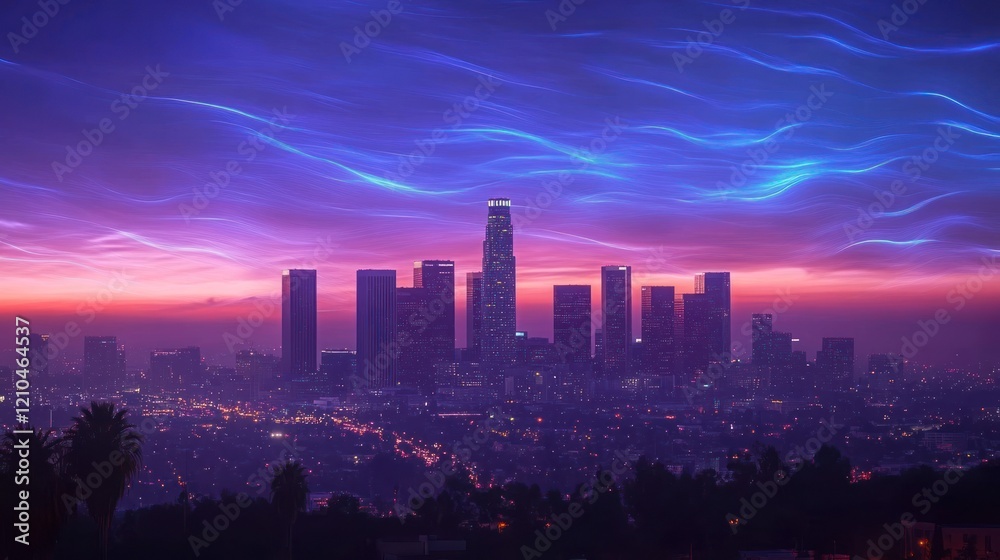 Fototapeta premium LA Skyline Twilight Abstract Sunset Cityscape