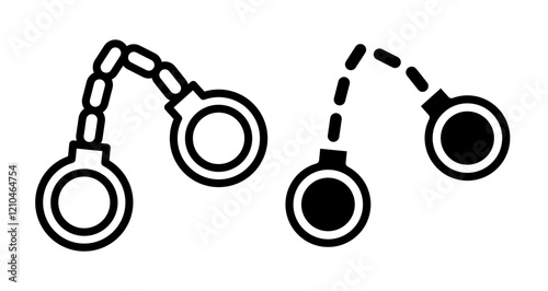 Handcuffs Icons vectors. black solid and liner versions