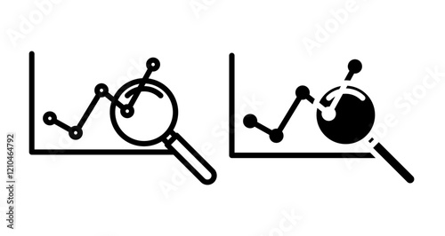Predictive analytics Icons vectors. black solid and liner versions