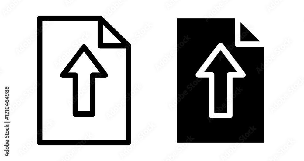 Upload file Icons vectors. black solid and liner versions Upload file Icons vectors. black solid and liner versions