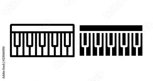 Piano Icons vectors. black solid and liner versions