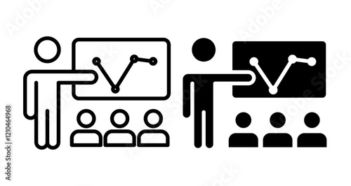Training Icons vectors. black solid and liner versions