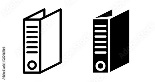 Binder icons set in black filled and stroke line style