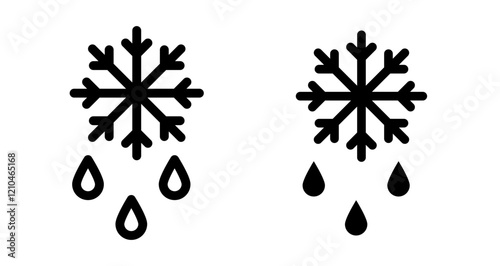 Defrosting Icons vectors. black solid and liner versions