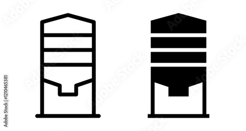 Granary Icons vectors. black solid and liner versions