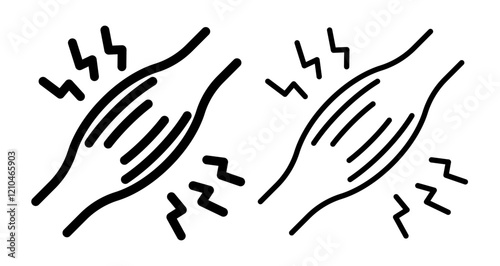Muscle pain Icons vectors. black solid and liner versions