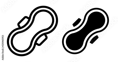 Sanitary pad icons set in black filled and stroke line style