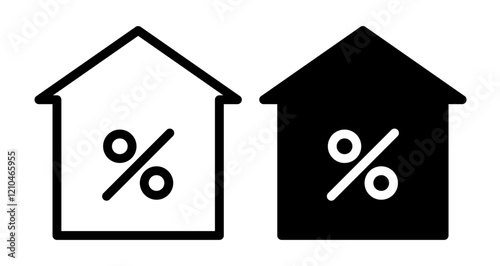 Mortgage rate icons set in black filled and stroke line style