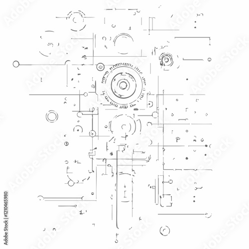 Abstract Geometric Technical Drawing. Vector Image
