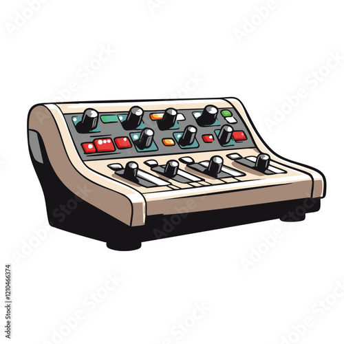 Audio Mixer Control Panel Illustration. Vector Image