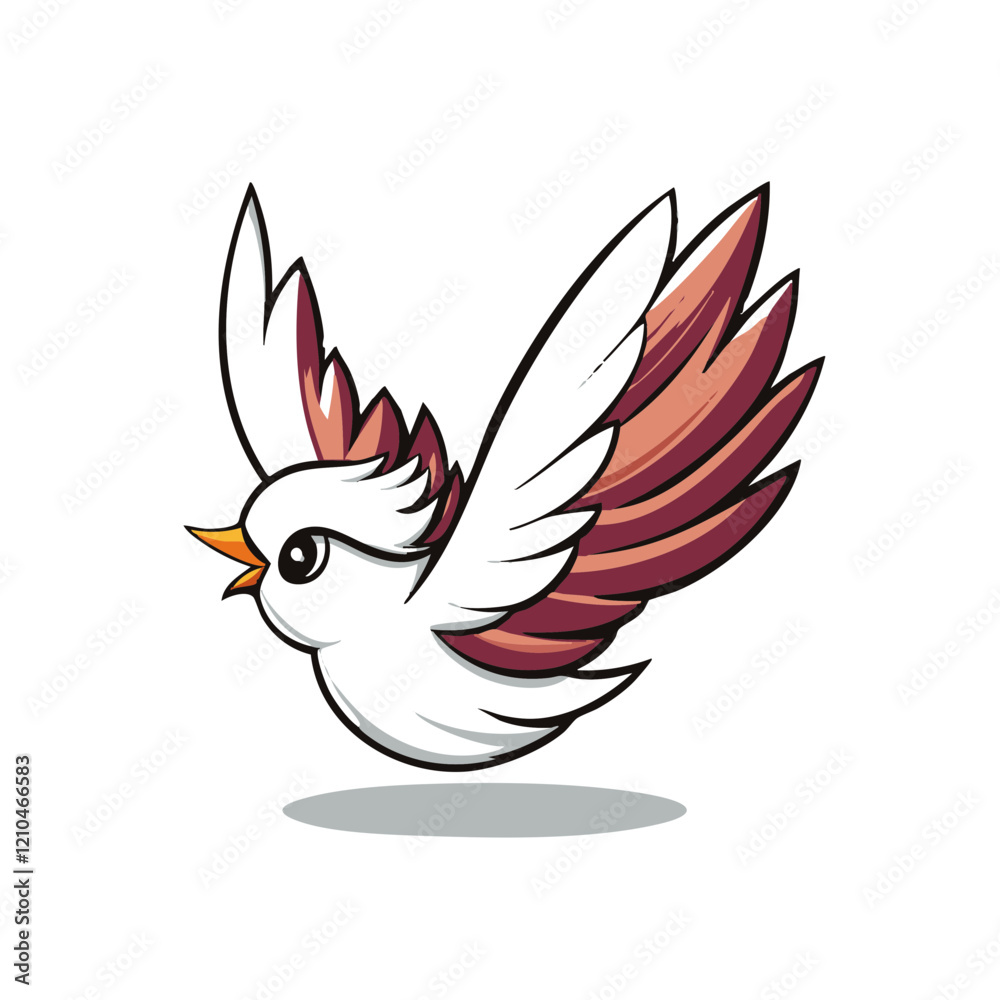 Obraz premium Cartoon Bird in Flight Stylized Wings. Vector Image