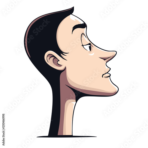 Cartoon Man Profile View Illustration. Vector Image