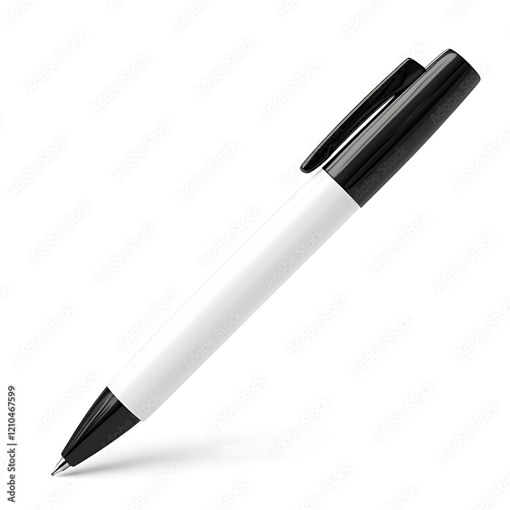 a white pen with black cap a white pen with black cap
