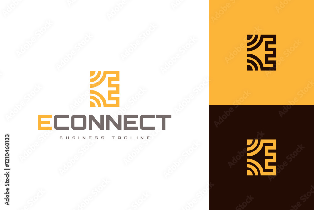 Fototapeta premium modern connect e letter logo vector
