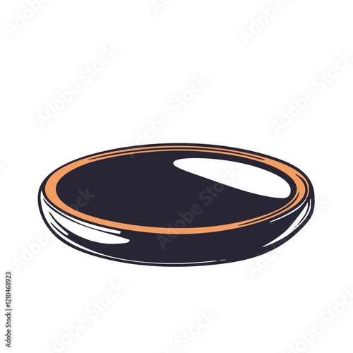 Oval Dish with Dark Glaze and Orange Rim. Vector Image