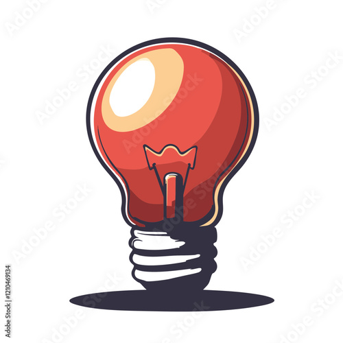 Red Light Bulb Illustration Graphic Design. Vector Image