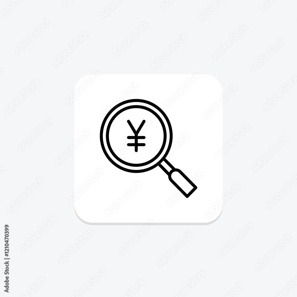 Yen Search line icon, vector, pixel perfect, illustrator file Yen Search line icon, vector, pixel perfect, illustrator file