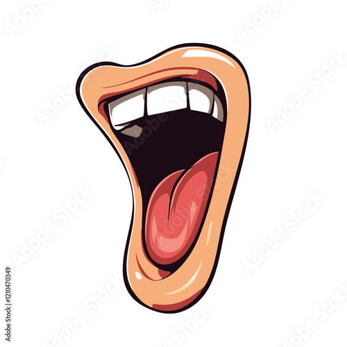 Wide Open Mouth with Tongue Out Illustration. Vector Image