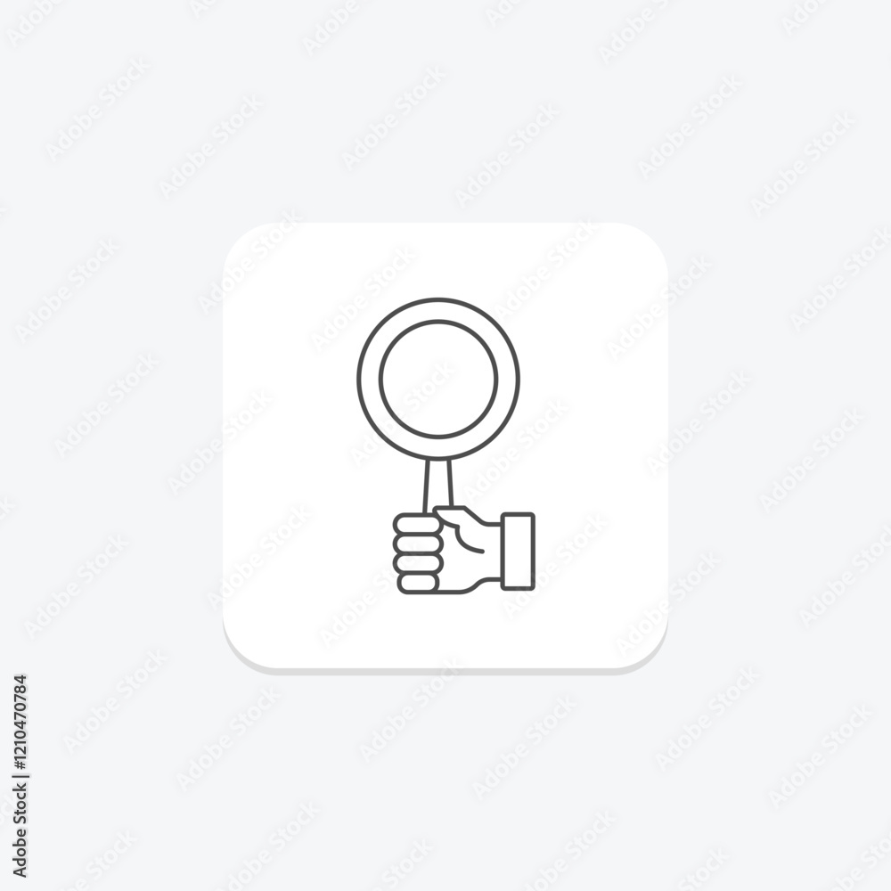 Handheld Magnifier thinline icon, vector, pixel perfect, illustrator file Handheld Magnifier thinline icon, vector, pixel perfect, illustrator file