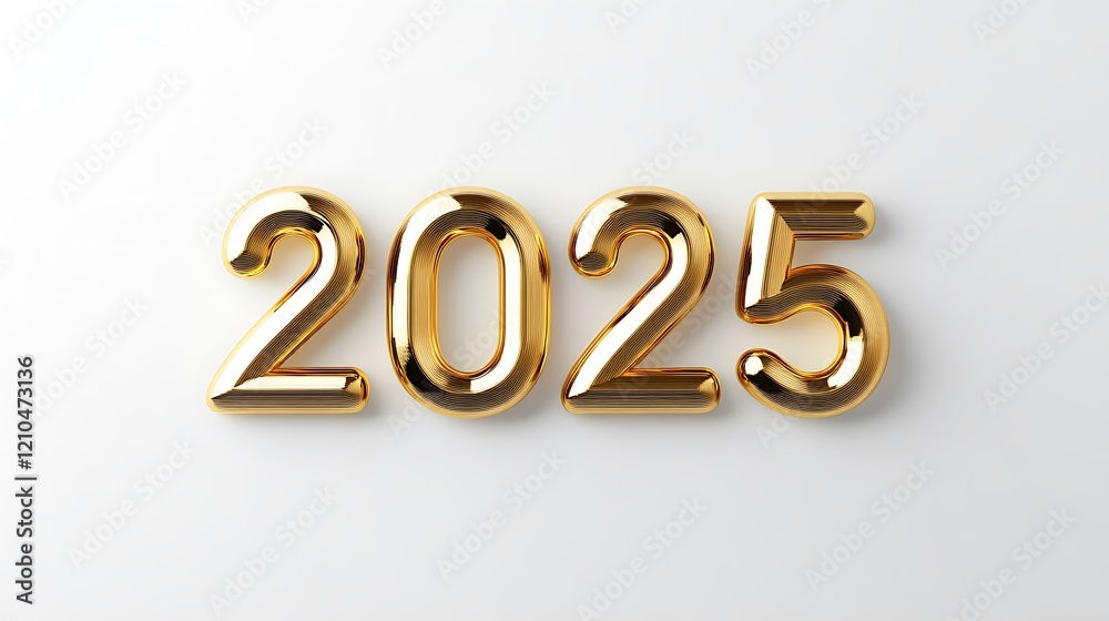 3D golden numbers 2025 on a white background 3D golden numbers 2025 on a white background