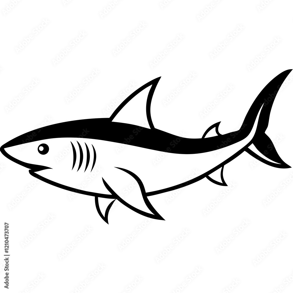 Fototapeta premium shark line art vector