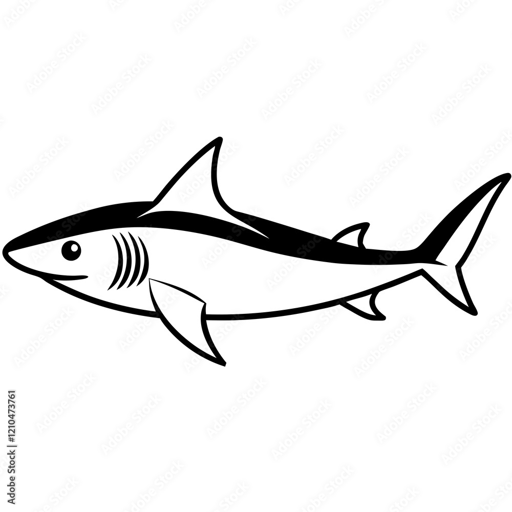 Obraz premium shark line art vector
