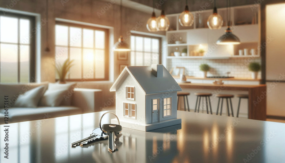 Real Estate Success with House Model and Keys