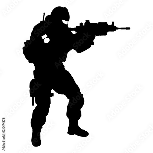 Soldier pointing rifle vector silhouette