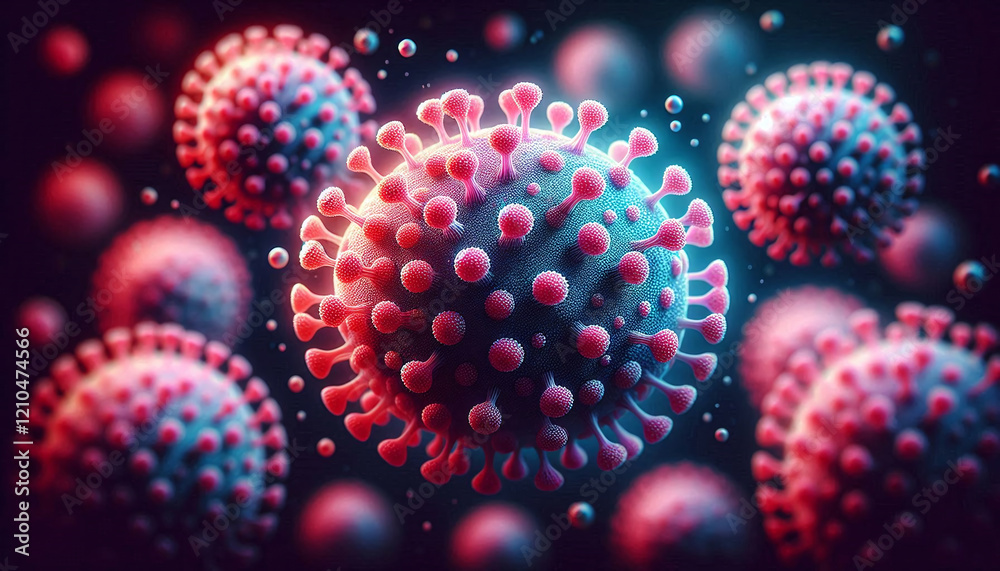 Virus Particles Under Microscope