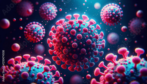 Obraz na płótnie Virus Particles Under Microscope w salonie