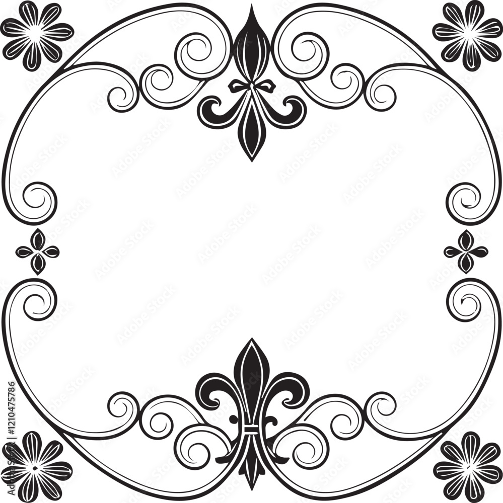 a black and white rectangular frame with an ornate design a black and white rectangular frame with an ornate design