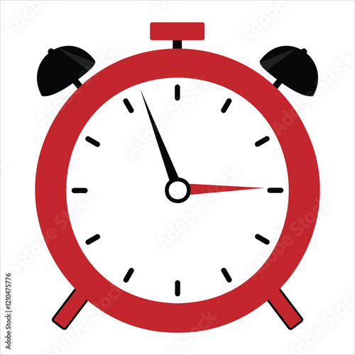 red alarm clock isolated on white background