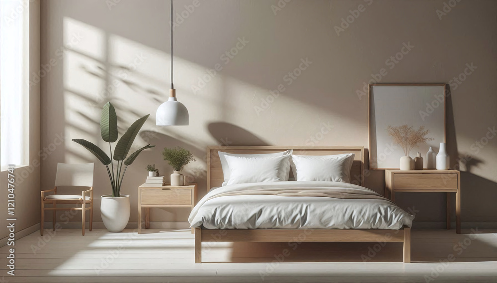 Minimalist Bedroom with Natural Light and Plants
