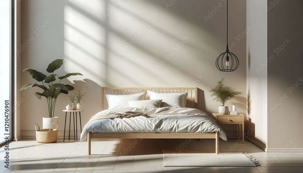 Cozy Modern Bedroom with Wooden Furniture