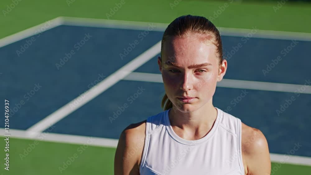 Determined Tennis Player Anticipating Game Move Determined Tennis Player Anticipating Game Move