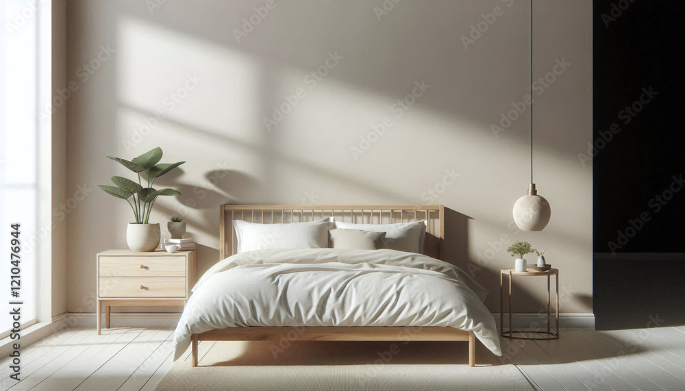 Cozy Modern Bedroom with Wooden Furniture