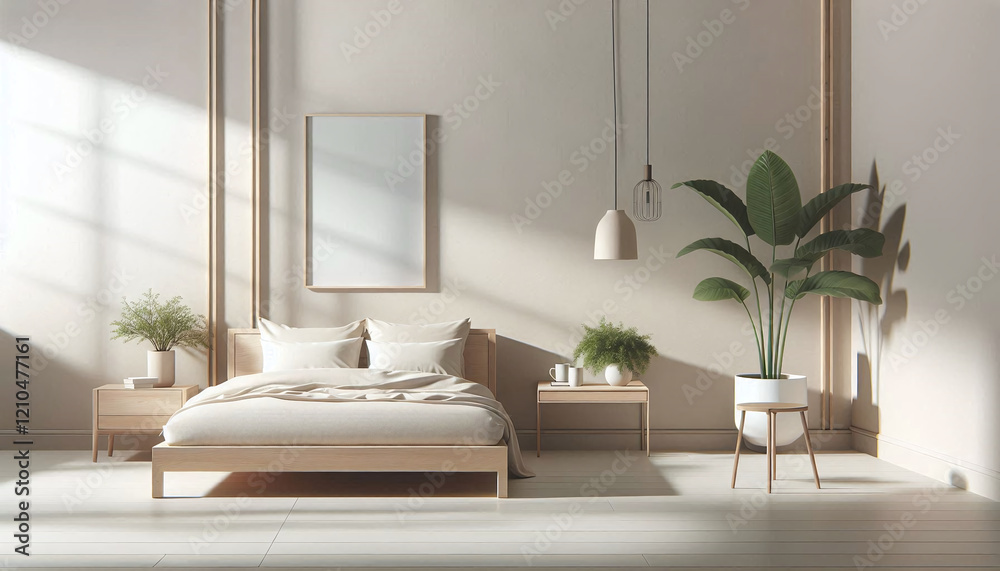 Minimalist Bedroom with Natural Light and Plants