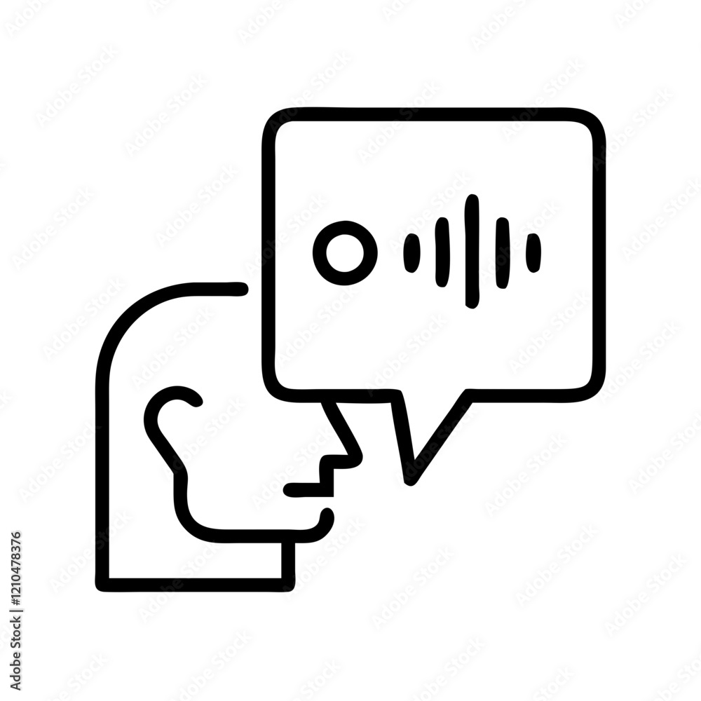 speech recognition icon, speech recognition line art - simple line art of speech recognition, perfect for speech recognition logos and icons speech recognition icon, speech recognition line art - simple line art of speech recognition, perfect for speech recognition logos and icons