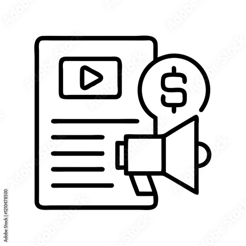 sponsored content icon, sponsored content line art - simple line art of sponsored content, perfect for sponsored content logos and icons
