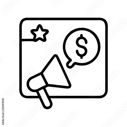 sponsored post icon, sponsored post line art - simple line art of sponsored post, perfect for sponsored post logos and icons