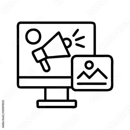 sponsored post icon, sponsored post line art - simple line art of sponsored post, perfect for sponsored post logos and icons